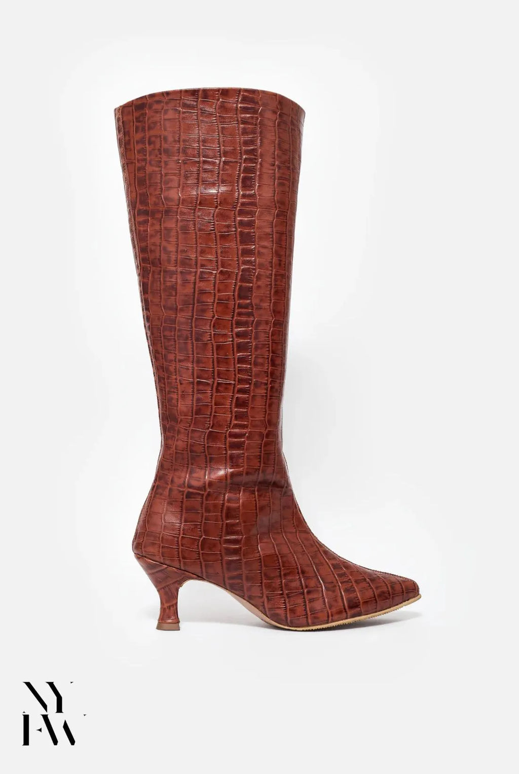Tostado Boots | Women's Croco Leather Knee-High Boots | Calma